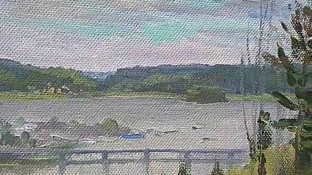 429 Сортавала Вид с горы Кухавуори 30х42, оргалит, масло, 2022 смотреть онлайн