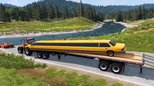 Transporting Cars with Portal Trap - Flatbed Trailer Tractor Truck Rescue Cars смотреть онлайн