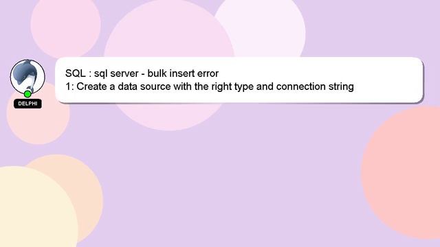 SQL : sql server - bulk insert error смотреть онлайн