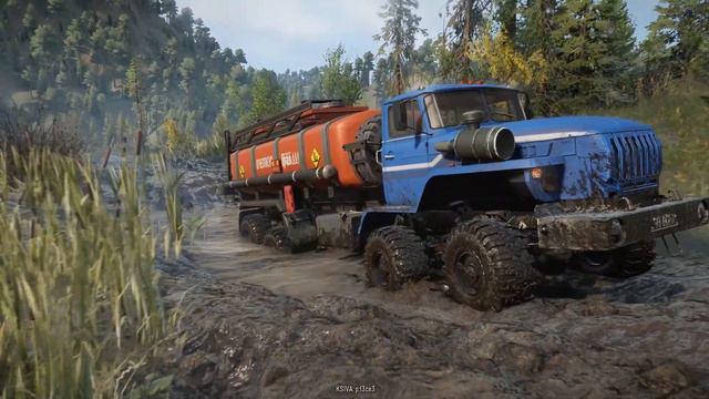 SnowRunner - Ural 4320 Uragan 8x8 Fuel Tanker Truck - Driving Mud Offroad смотреть онлайн