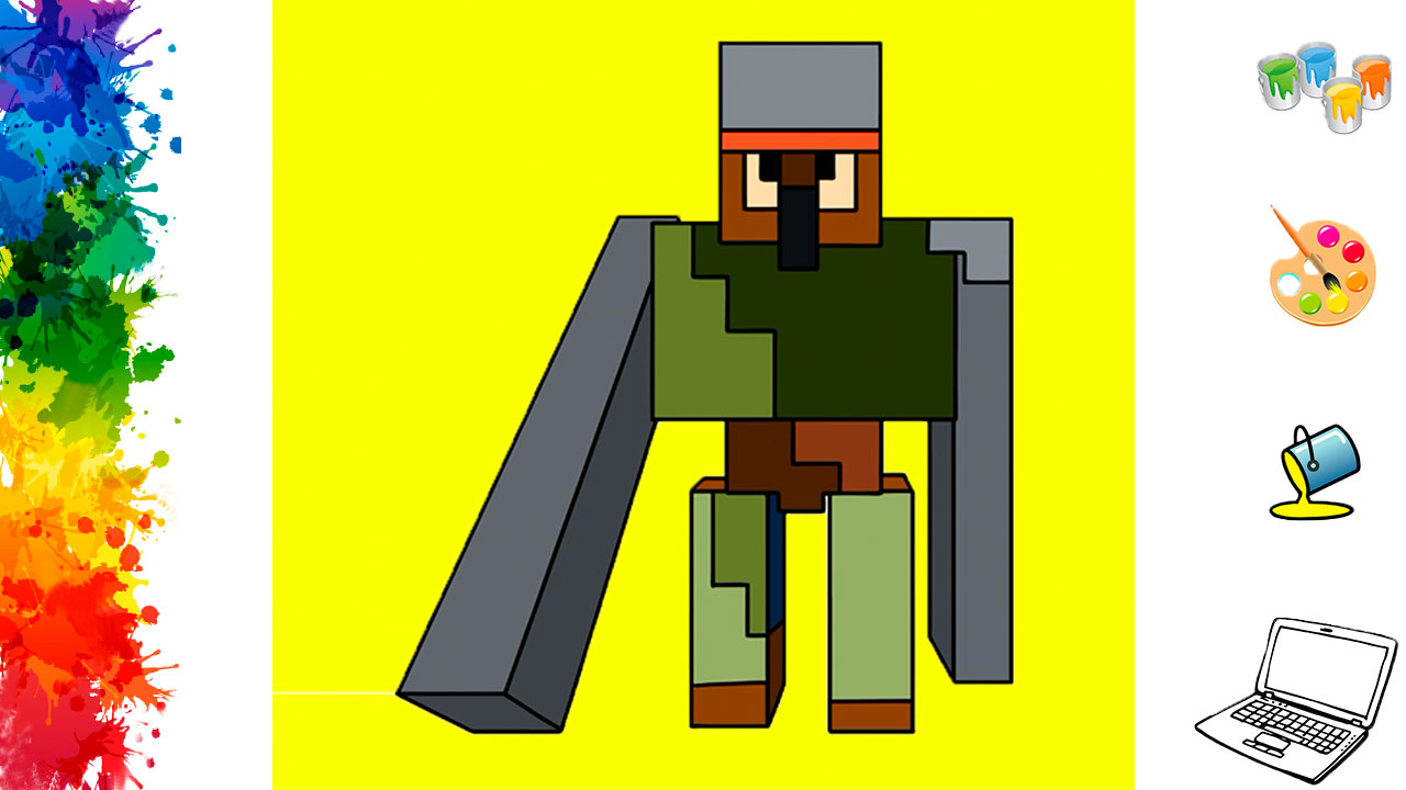 Раскраски для детей Майнкрафт на компьютере, раскрашиваем простые детские рисунки смотреть онлайн