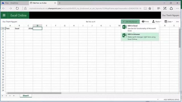 05 Cach luu va mo tai lieu voi OneDrive va Excel Online смотреть онлайн