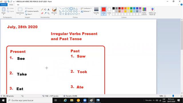 ENGLISH CLASS 4TH GRADE IRREGULAR VERBS 3RD PERIOD 28-07-2020 смотреть онлайн