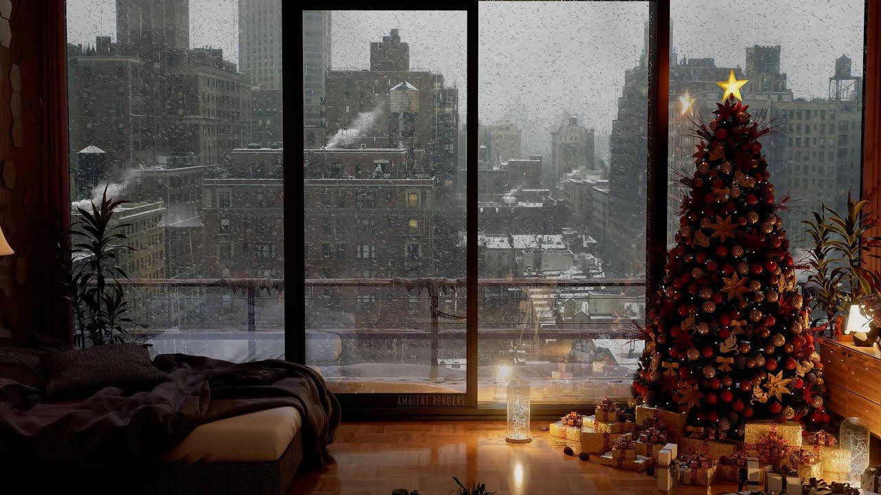 Warm And Cozy Winter Ambience | NYC Apartment In A Snow Storm | For Study And Relaxation | Christmas смотреть онлайн