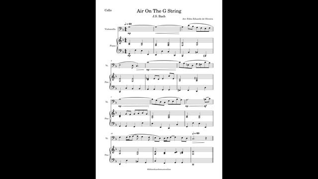 Cello - Sheet Music - Aria on the G String (Bach) - Easy Arrangement смотреть онлайн