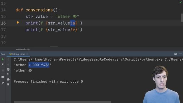 Python f-strings can do more than you thought. f'{val=}', f'{val!r}', f'{dt:%Y-%m-%d}' смотреть онлайн