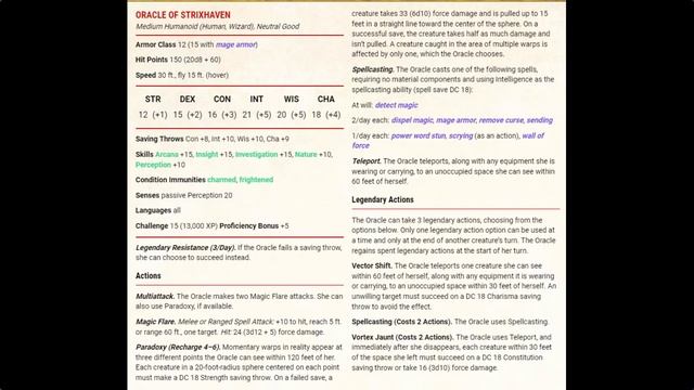 Oracle of Strixhaven | D&D Blind Stat Block смотреть онлайн