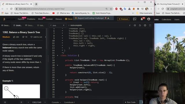 LeetCode 1382. Balance a Binary Search Tree Solution Explained - Java смотреть онлайн
