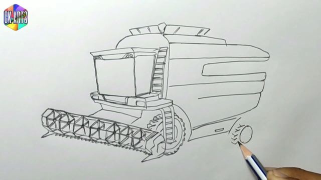 John Deere Combine Harvester | How To Draw John Deere Harvester Machine Step By Step | Ck Arts