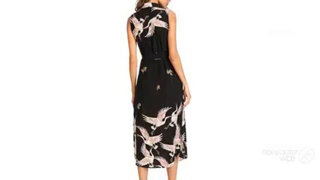 Одежда с AliExpress. Женское шифоновое платье на пуговицах ниже колен. смотреть онлайн