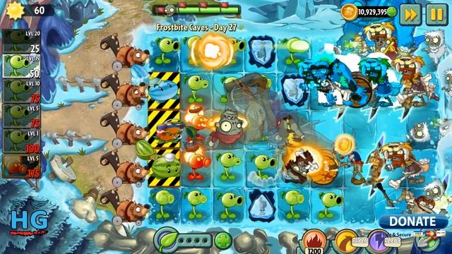 Plants vs Zombies 2 Peashooters' Rampage Frostbite Caves 27 [Protect Plants] смотреть онлайн