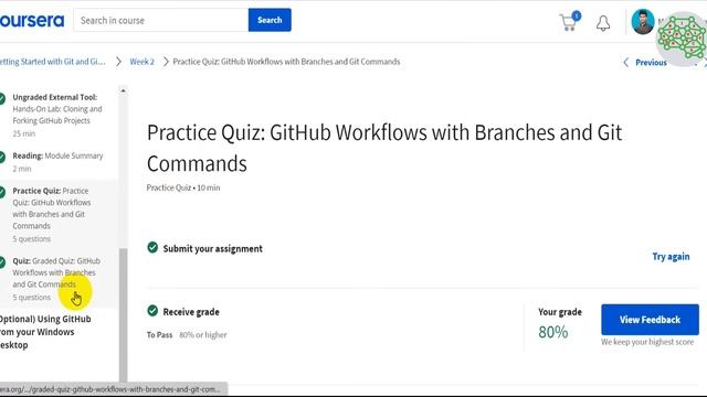 Getting Started with Git and GitHub IBM Skills Network | Week 2 Quiz answer | Coursera смотреть онлайн