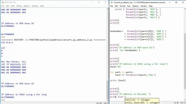 Python - How to convert an IP Address to Decimal, Hex, Oct and Binary. смотреть онлайн
