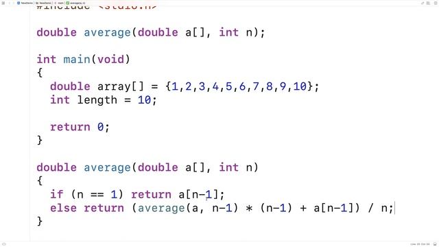 Using Recursion To Compute The Average Of An Array | C Programming Example смотреть онлайн