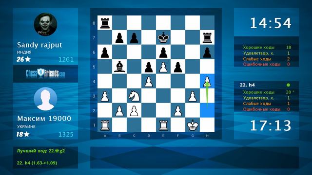 Chess Game Analysis: Максим 19000 - Sandy rajput : 1-0 (By ChessFriends.com) смотреть онлайн