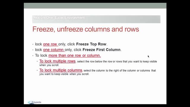 Excel : Freezing and Unfreezing rows & columns смотреть онлайн