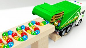 Гонка Marble Run ☆ HABA Slope и ретро-грузовик Makita, удлиненная версия мусоровоза #12