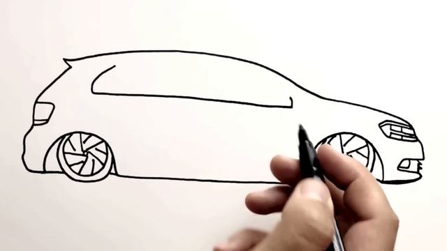 How To Draw Volkswagen Golf Step By Step - Volkswagen Golf Araba Çizimi - Çizim Mektebi Car Drawing