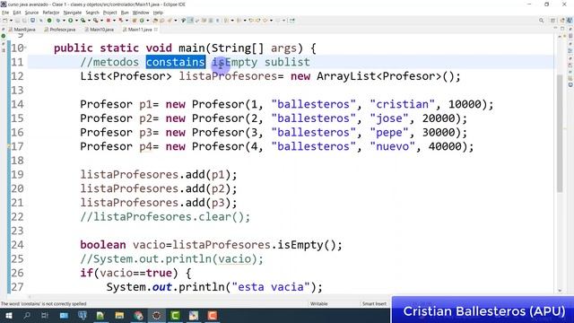 List ArrayList de Objetos en JAVA metodos isEmpty contains SubList Filtrar Listas PARTE 1/2 смотреть онлайн