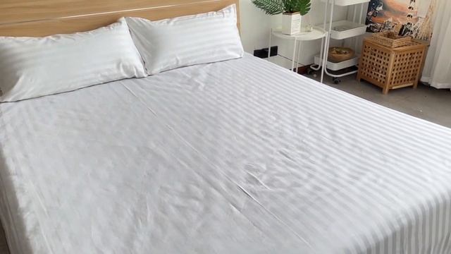 100% Cotton 2 cm Customized Satin Stripe Wholesale Bedsheets Hotel Bedding Set смотреть онлайн