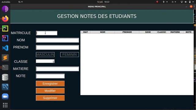 Python:application de gestion des notes d'étudiants avec tkinter de python3. смотреть онлайн