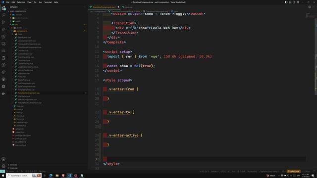 45. CSS Transition classes applied for applying animation in Vue 3 composition API - Vue 3 смотреть онлайн