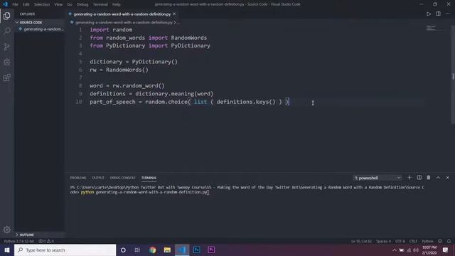 Generating a Random Word with a Random Definition | Twitter Bot with Python Course Ep. #13 смотреть онлайн