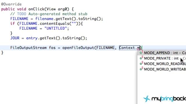 Android Tutorial 2.10 - FileOutputStream Example смотреть онлайн