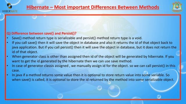 Lesson - 72 : Hibernate - Most important Differences Between Methods смотреть онлайн