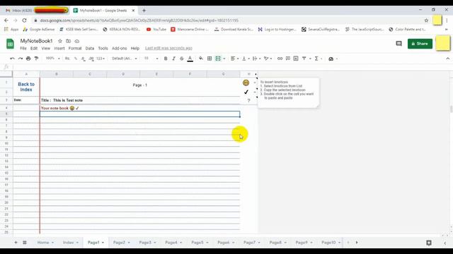 Your Note Book (Google Sheet) -  Write Online in Your own Language