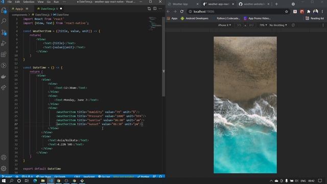 Making Date and Time Components | Weather App in React Native | Part 2 смотреть онлайн