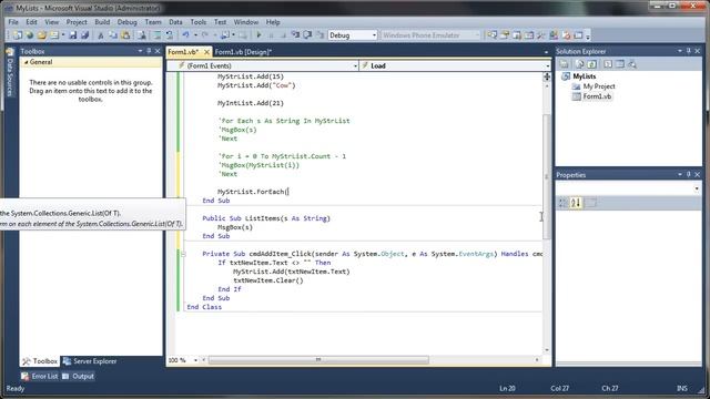 VB.NET Tutorial - List Collections - Adding, Retrieving, and Removing Data (Visual Basic .NET) смотреть онлайн
