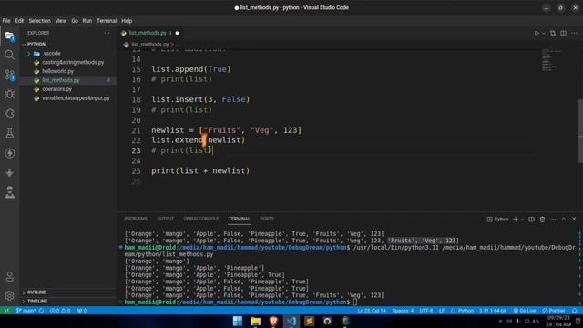 Mastering Python Lists: Practical Implementation of List Methods | Python 3 Basics Explained смотреть онлайн