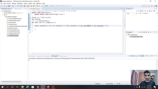 Java Program to Count Number of Vowels in a String || Explained in HINDI || Using Eclipse смотреть онлайн
