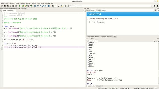 Implémentation classique des racines d'un trinôme en Python 3 смотреть онлайн