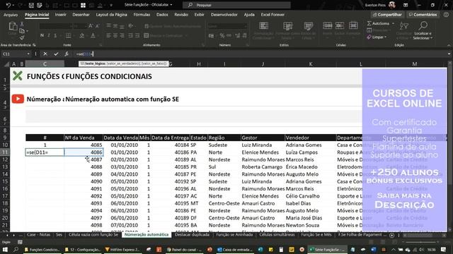 Numeração automática com função Se смотреть онлайн