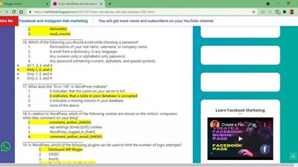Fiverr WordPress skill test answers 2021