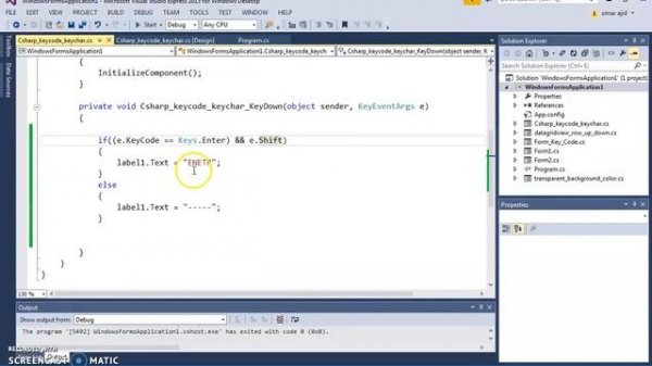 C# Tutorial - KeyChar + KeyCode In Visual Studio
