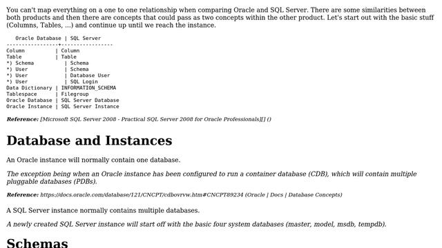 Databases: Whats the term in Oracle, when I'm speaking about SCHEMAS on SQL Server смотреть онлайн