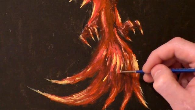 Феникс акриловыми красками, drawing of phoenix with acrylic paints смотреть онлайн