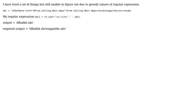 Regular expression to Remove html tags and Data between those tags смотреть онлайн