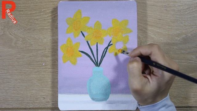 Нарциссы Как нарисовать Акрилом Daffodils Acrylic Painting смотреть онлайн