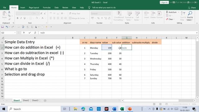 MS Excel class 3 // Addition subtraction Multiply divide formula / #Carrierknowledge / MS Excel смотреть онлайн