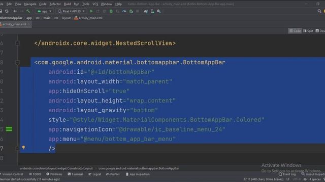 ANDROID - BOTTOM APP BAR WITH FLOATING ACTION BUTTON NOTCH || TUTORIAL IN KOTLIN смотреть онлайн