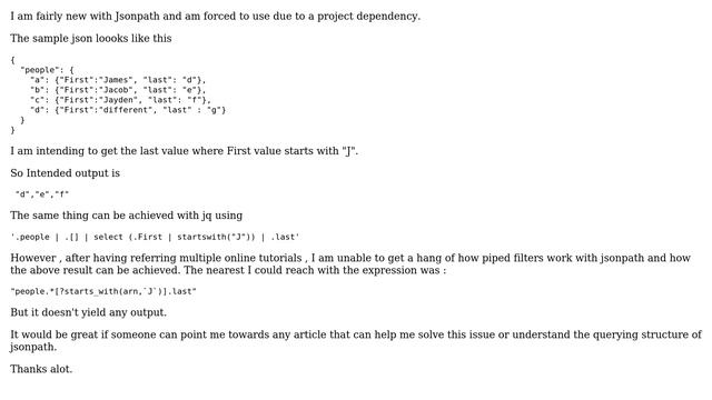 Json Parsing with Jsonpath based on string condition filters смотреть онлайн