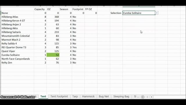 Backpacking Pack Weight Excel Workbook смотреть онлайн