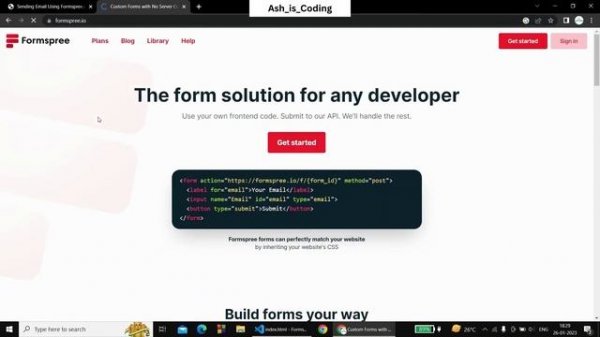 How to send mail from HTML without using JavaScript? | Using Formspree
