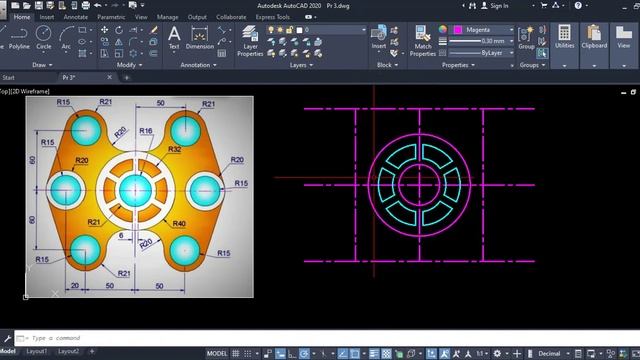 AutoCAD 2020 complete tutorial for beginners | 2D Drawing Basic Practice 3 смотреть онлайн