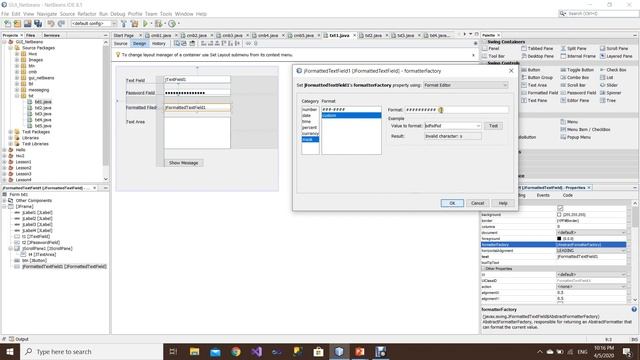 JTextField , JPasswordField , JFormatterField and JTextArea (1) смотреть онлайн