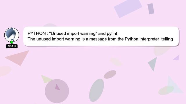 PYTHON : "Unused import warning" and pylint смотреть онлайн